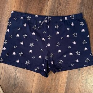 Life Is Good Women's Heart Print Navy Pajama shorts  L